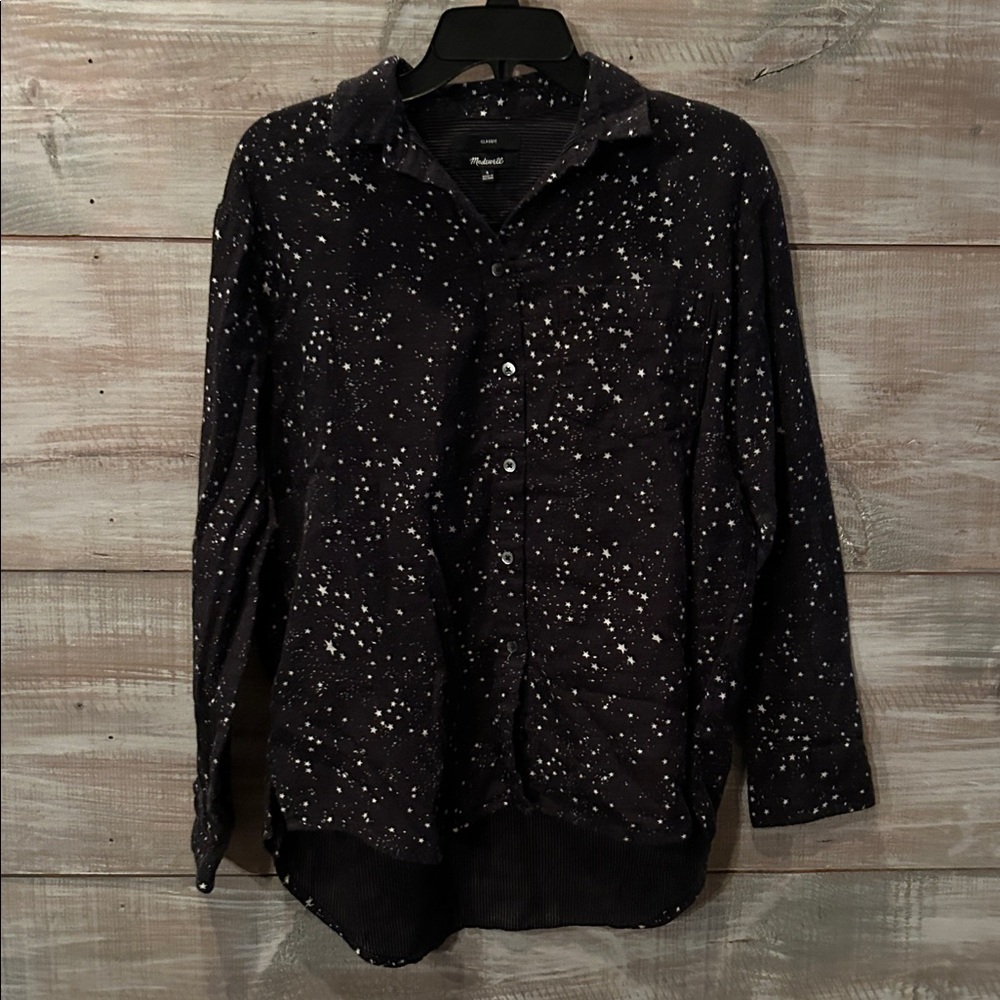 LIKE NEW MADWELL Black and White Star Button-Up Shirt size S